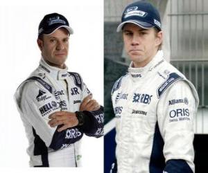 yapboz Rubens Barrichello ve Nicolas Hülkenberg, pilotlar Williams F1 takımının